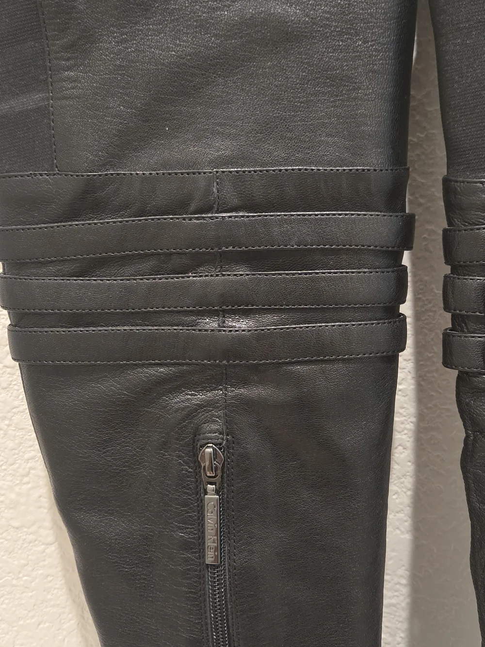 Calvin Klein Black Leather Knee-High Heeled Boots Size 7.5